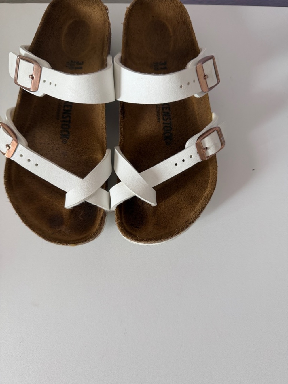 Birkenstock Kids White Two-Strap Toe-Loop Sandals